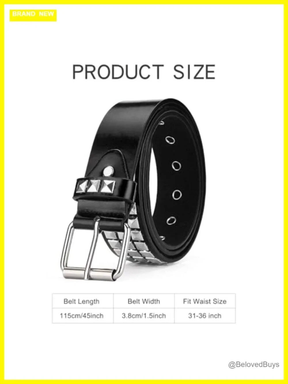 Studded Belt | Punk Rock Pyramid Belt | Faux Leather Women Men Gothic